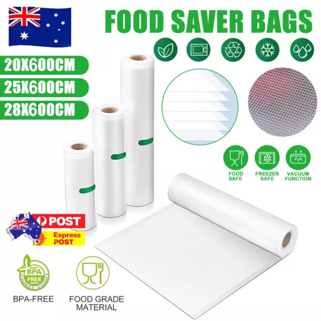 20+ Rolls Vacuum Food Sealer Saver Bag Seal Storage Commercial Grade 20/25/28X6M