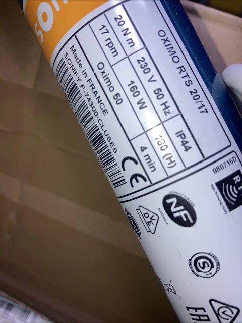 Somfy Oximo 50 RTS 20/17 Funk Rollladenmotor Rohrmotor Rollladen Rollo Antrieb