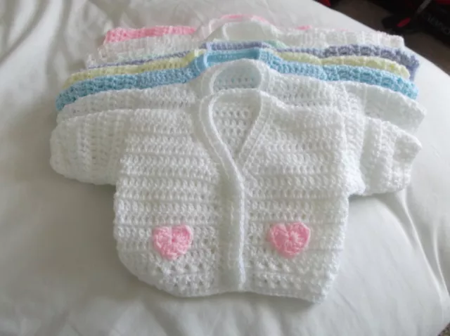 0 - 3 Months Hearts And Kisses  Baby Crochet Cardigan