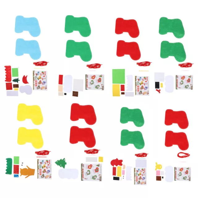 8 juegos medias de Navidad costura bolsa de fieltro niño kits de hágalo usted mismo y artesanía