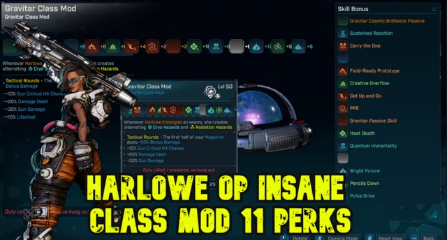 Borderlands 4 Harlowe Insane Class Mod Op Modded Weapon 11 Perks