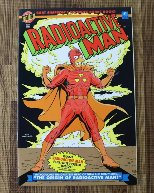 1993 Bongo Comics Radioactive Man #1 With Poster Glow In The Dark VF/VF+
