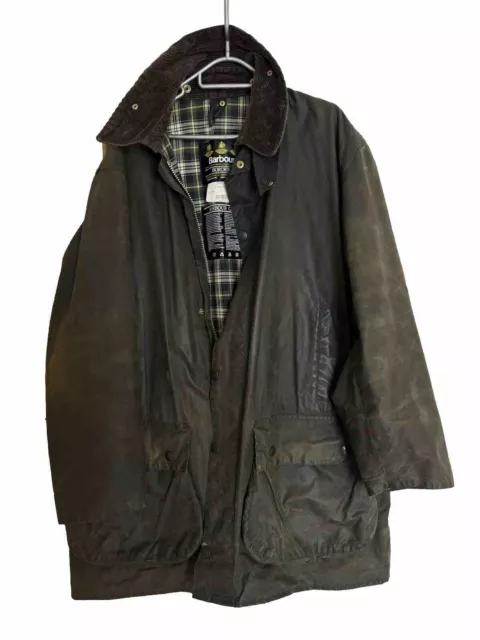 BARBOUR BORDER WAX Jacket A200 C 44 XL Green Vintage 90s Made in ...