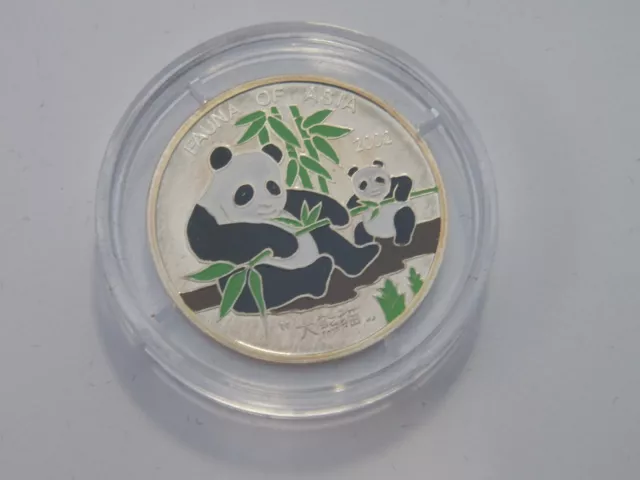 Farbmünze - 100 Won - PP - 999/1000 Silber - 7g - 2002 - Panda