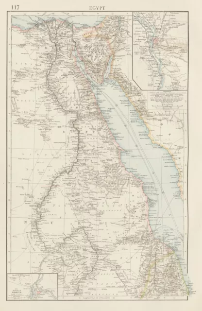 Egypt. Nile Valley. Khartoum & Cairo environs. Red Sea. THE TIMES 1900 old map