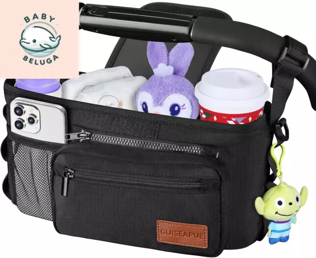 Universal Stroller Organizer with Cup Holder Detachable Phone Bag and Shoulder S