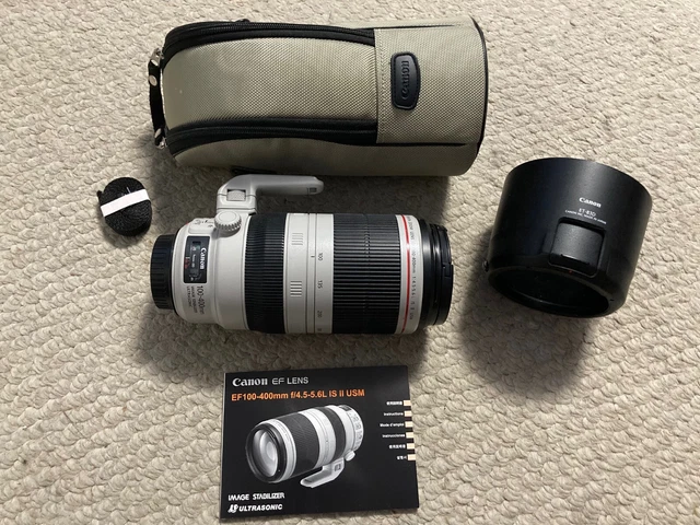 Canon EF 100-400mm f/4.5-5.6L IS II USM zoom camera lens box Near Mint