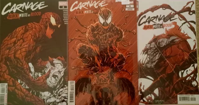 Carnage Black White And Blood (#4) 1St Print + Variant B & 1:25 Incentive Var C