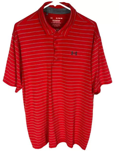 UNDER ARMOUR THE Playoff Polo Shirt Size XL Red Striped Mens Golf ...