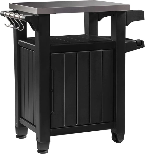 Keter Unity Portable Outdoor Table and Storage Cabinet with Hooks for Grill Acce Keter Unity Portable Outdoor Table and Storage Cabinet with Hooks for Grill Acce