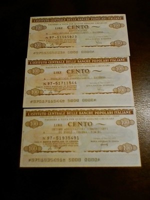 N. 3 EMISSIONI LOTTO ML511 BANCHE POPOLARI ITALIANE MINIASSEGNI IST CEN 