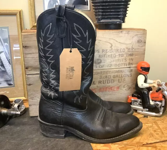 Double H Boots -Black Leather Work Western Boot- Slip Resistant- Men's 9