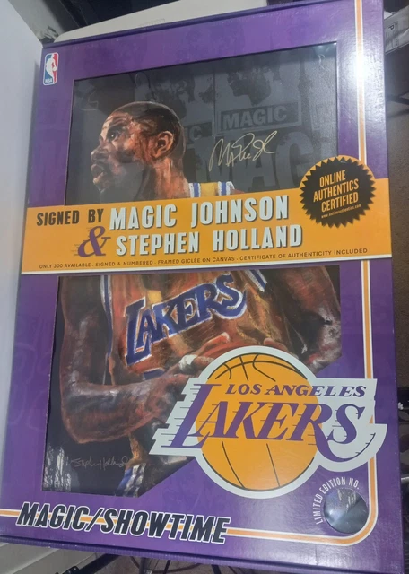 Magic Johnson Signed Stephen Holland Lithograph Canvas Framed 28 x 41 Can Ship Magic Johnson Signed Stephen Holland Lithograph Canvas Framed 28 x 41 Can Ship
