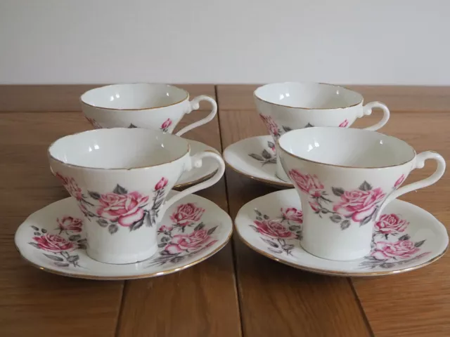 Vintage Athol Fine Bone China Set of 4 Tea Cup and Saucer