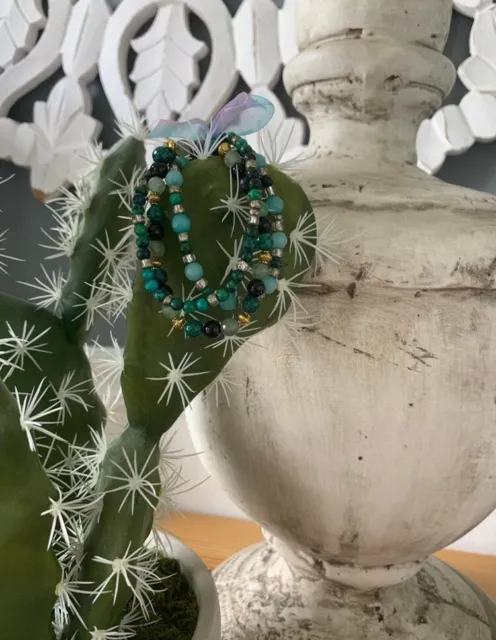 Beaded Bracelet Set - Set of Teal/Green