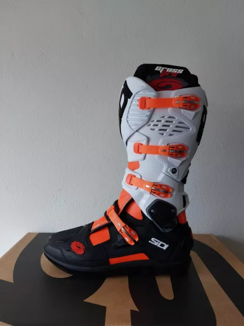 Stivali Uomo Sidi Crossfire 3 SRS Arancio Fluo Nero Bianco Motocross Mx Boots 3