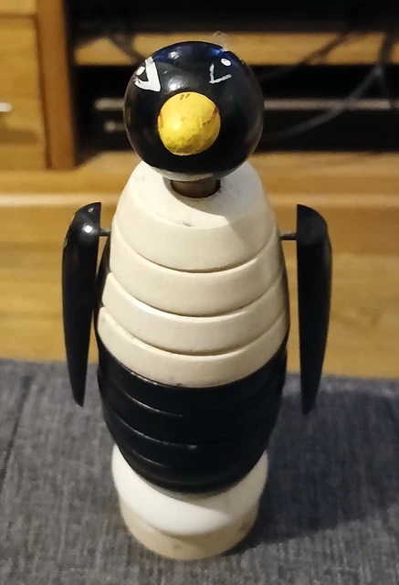 Jouet En Bois Vintage Pingouin Brio – Années 1960, Made In Sweden