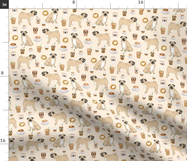 Pug Pugs Coffee Coffee Dog Dogs Dog Breed Spoonflower Fabric by the Yard