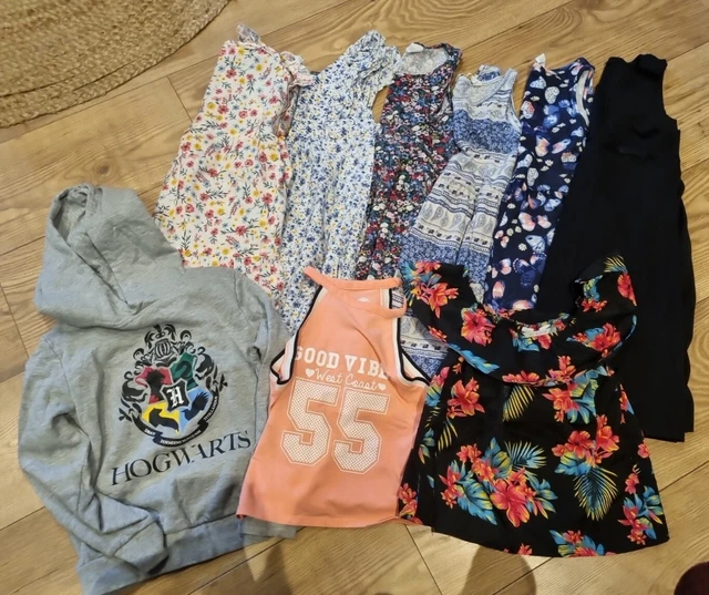 Girls Clothes 7-8 Years 9 Piece Bundle Dresses Tops Hoodie GC