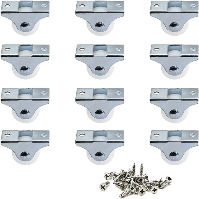 Luomorgo 12 Pack 1 Caster Wheels Rigid Fixed Non Swivel Casters with Metal T...