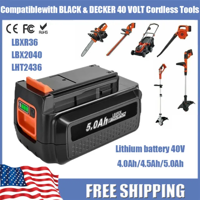 40V 5.0Ah Lithium Battery For Black&Decker LBXR36 LBX2040 LHT2436