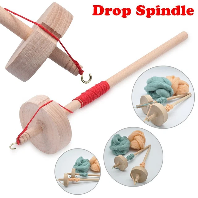 wool Beginners storage tools Drop Spindle Solid Wooden Handmade Whorl Yarn Spin