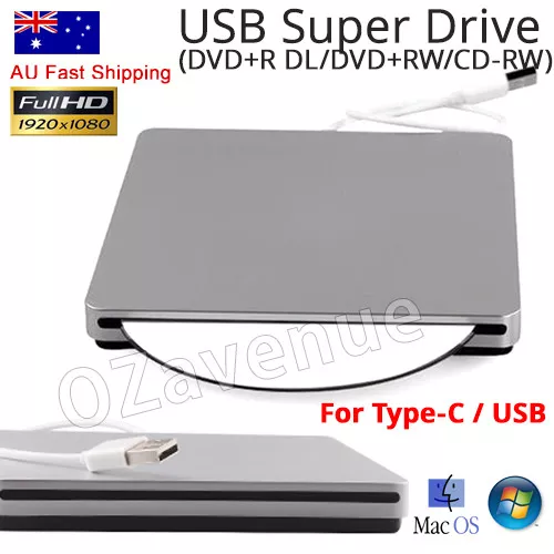 Slot Load External USB CD-RW/DVD ROM Drive For Notebook Mac Laptop Air Pro AU