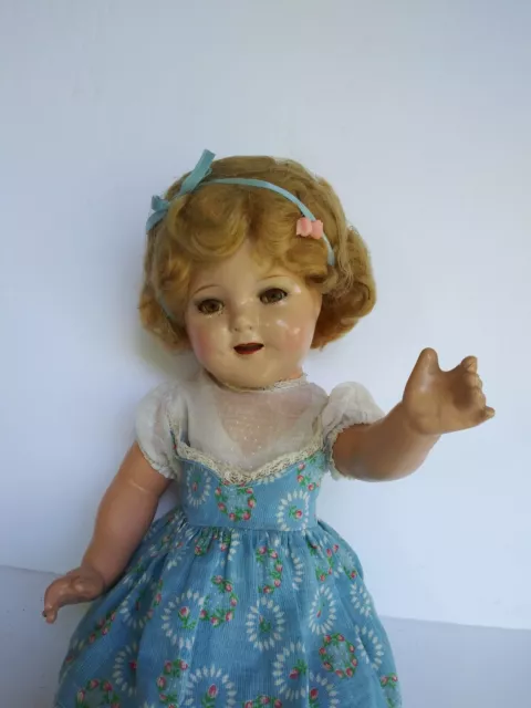 Vintage C 1938-9 Ideal 18" Composition Flirty Eye Make Up Shirley Temple Doll 3