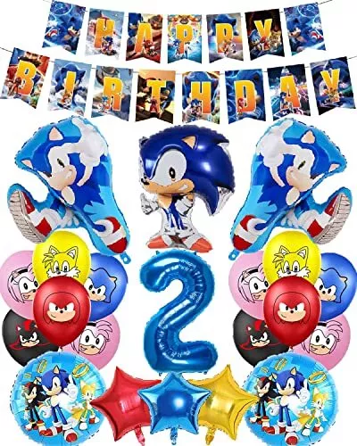 Hedgehog Sonic Party Decoration forniture palloncini Set piatto di carta  tazza tovaglia primo compleanno Set bandiera