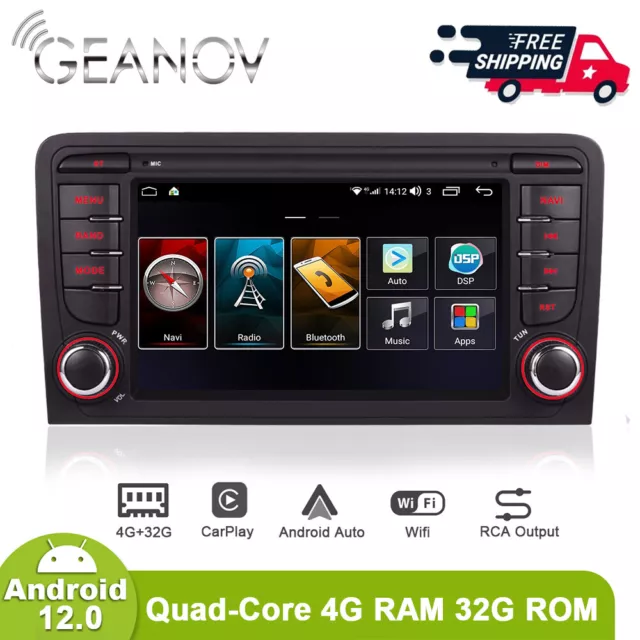 For Audi A3 2003-2012 S3 RS3 8P DAB+ Android 12 Car Stereo Radio GPS SAT Nav SWC