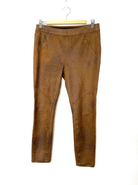 Free People Never Let Go Faux Suede Leather Brown Pull On Legging Pants Size 10