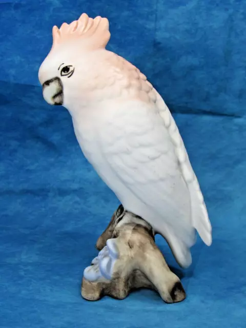 ROYAL DUX Cockatoo Bird On Branch Porcelain Figurine Vintage Pink White