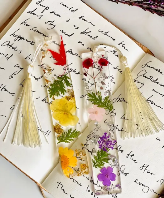 Personalised Bookmarks With Tassel And Real Dried Flowers Xmas Gifts School Gift