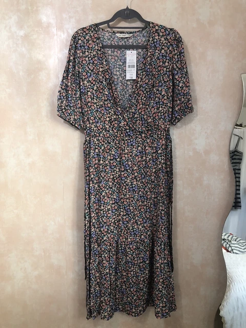 Maxi abito da tè multicolore floreale Ditsy Midi nuovo con etichette taglia M 10