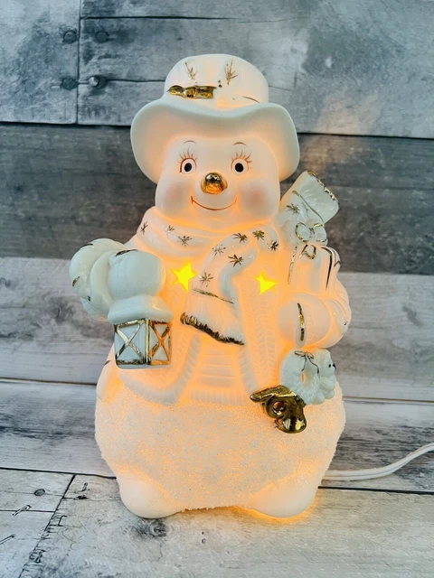 Vintage International Bazaar Lighted Ceramic Snowman Night Light