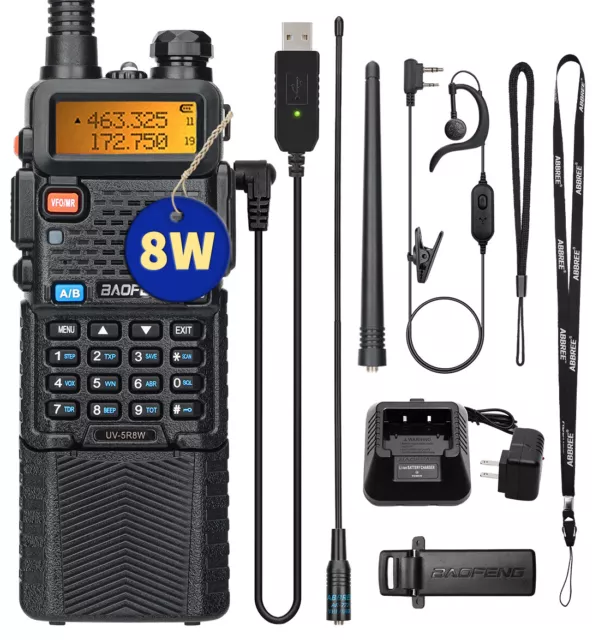 Baofeng UV5R 8W Walkie Talkie 3800mAh Battery Dual Band Ham Radio with Full Kits