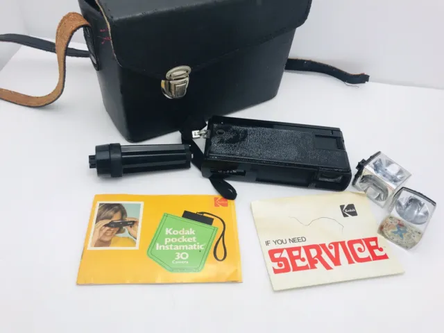 Vintage Kodak instamatic 30 camera With Manual, Bag And Flash Cubes For parts