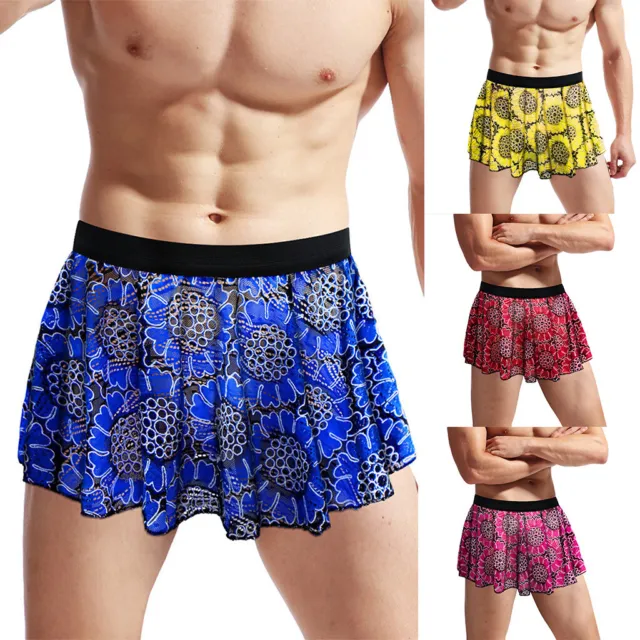 Mens Skirt Gay Underwear Dance Underskirts Sexy Lingerie Flower Costume Club