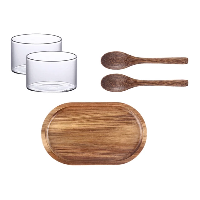 1 Set ice cream cups Votiv Kerze Tasse Holz Tablett Rustikalen Brot Fach