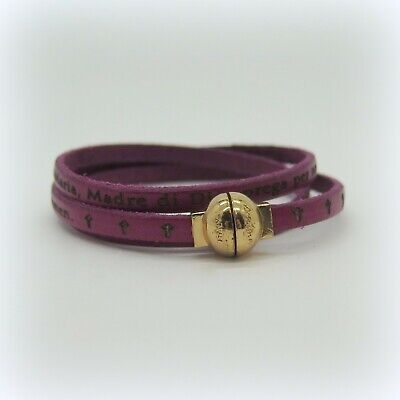 BRACCIALE IN PELLE VIOLA AMEN FRASE PAPA FRANCESCO 
