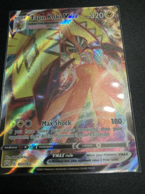 Pokemon Trading Card Game 166/163 Tapu Koko VMAX : Rare Rainbow Card :  SWSH-05 Battle Styles - Trading Card Games from Hills Cards UK