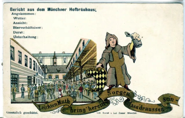 Deutschland Ak München Oktoberfest Hofbräu Zrenner Vintage Postkarte