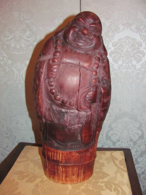 Antique Chinese Bamboo Hotei Buddha Late 19th Century
