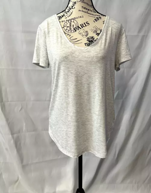 SO Women's Soft Pullover V-Neck Perfect Drapey Tee  Heathered Light Grey Size M