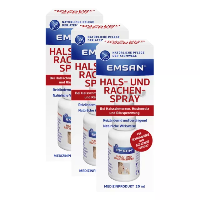 3xEmsan Hals- und Rachenspray, 20ml: Bei Halsschmerzen, Hustenreiz, Räusperzwang