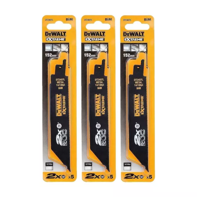 DeWalt DT2407L EXTREME® 2x Long Life Reciprocating Saw Blades for Metal 152mm x