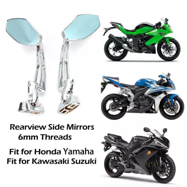 Chrome Motorcycle Sport Side Rearview Mirrors For Hayabusa ZX14R ZX10R R1 R6 S