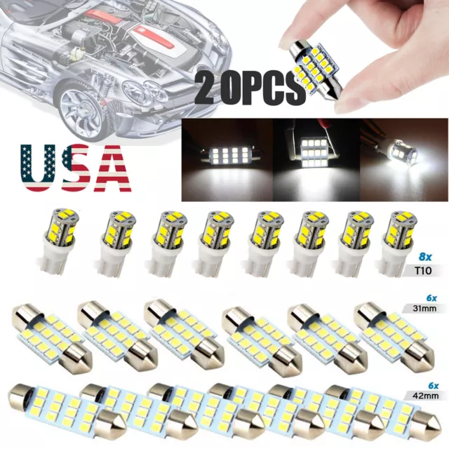 13Pcs Luces Led Para Interior de Carro Coche Luz Del Maletero Placa Bombilla  LED
