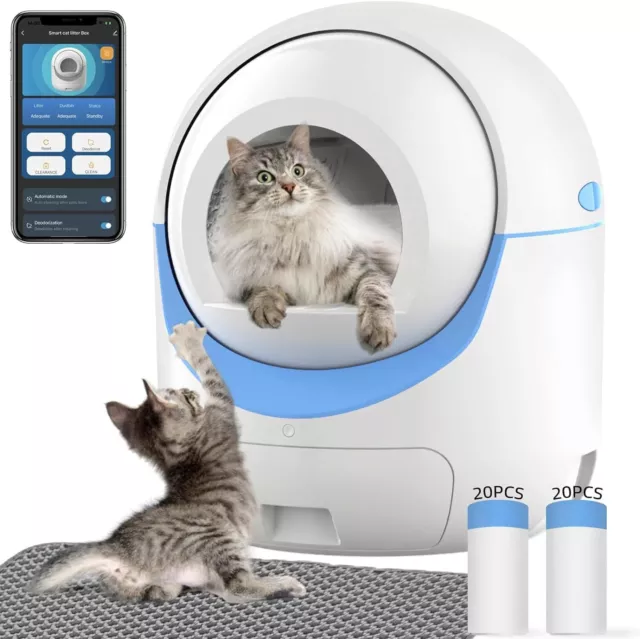 Self Cleaning Cat Litter Box Robot 70+10L Automatic Cat Litter Box with APP