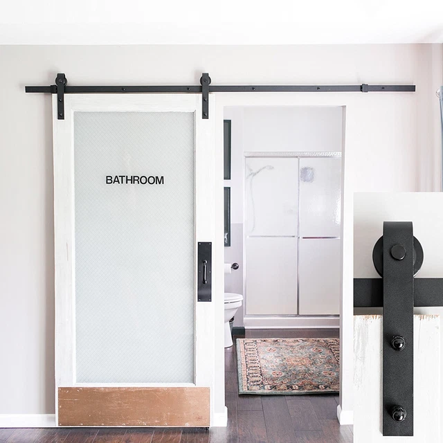 4-8FT Heavy Duty Sliding Barn Door Hardware Kit (Black) Superior Quality Antique